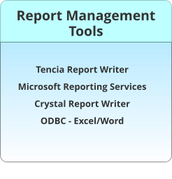 Report Management Tools Tencia Report Writer Microsoft Reporting Services Crystal Report Writer ODBC - Excel/Word
